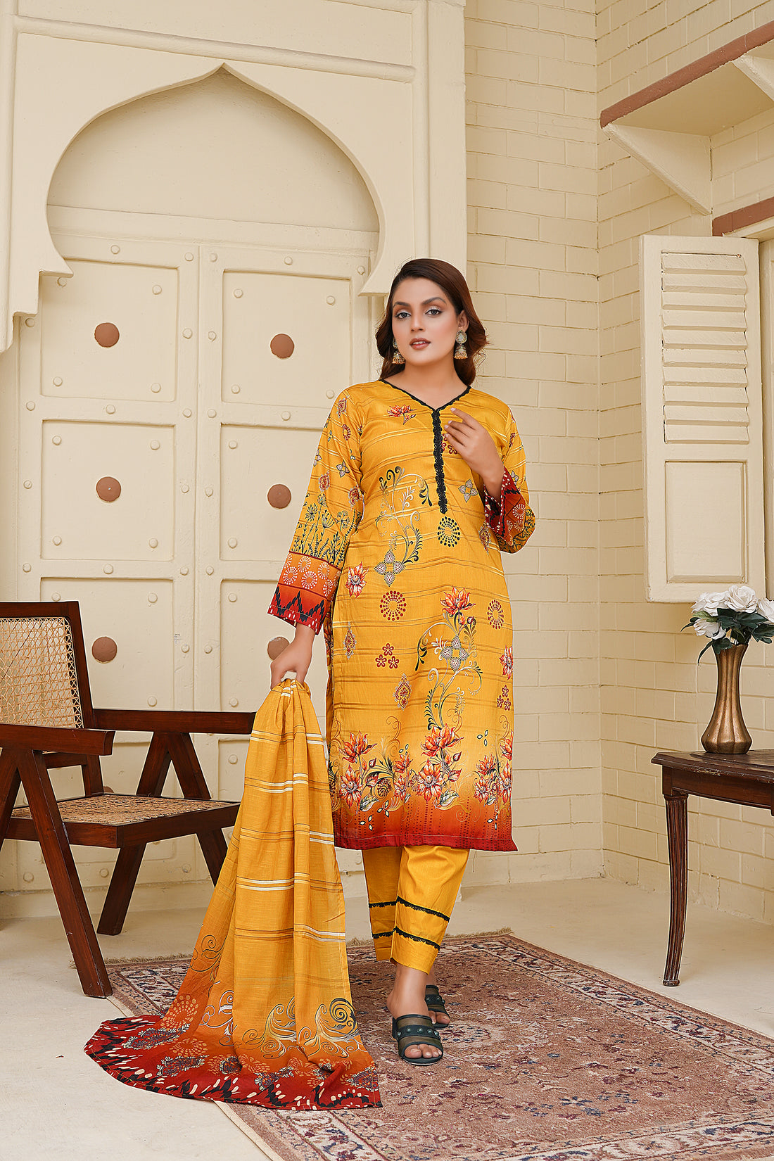 Unstitched 3 Piece - Printed Lawn Suit