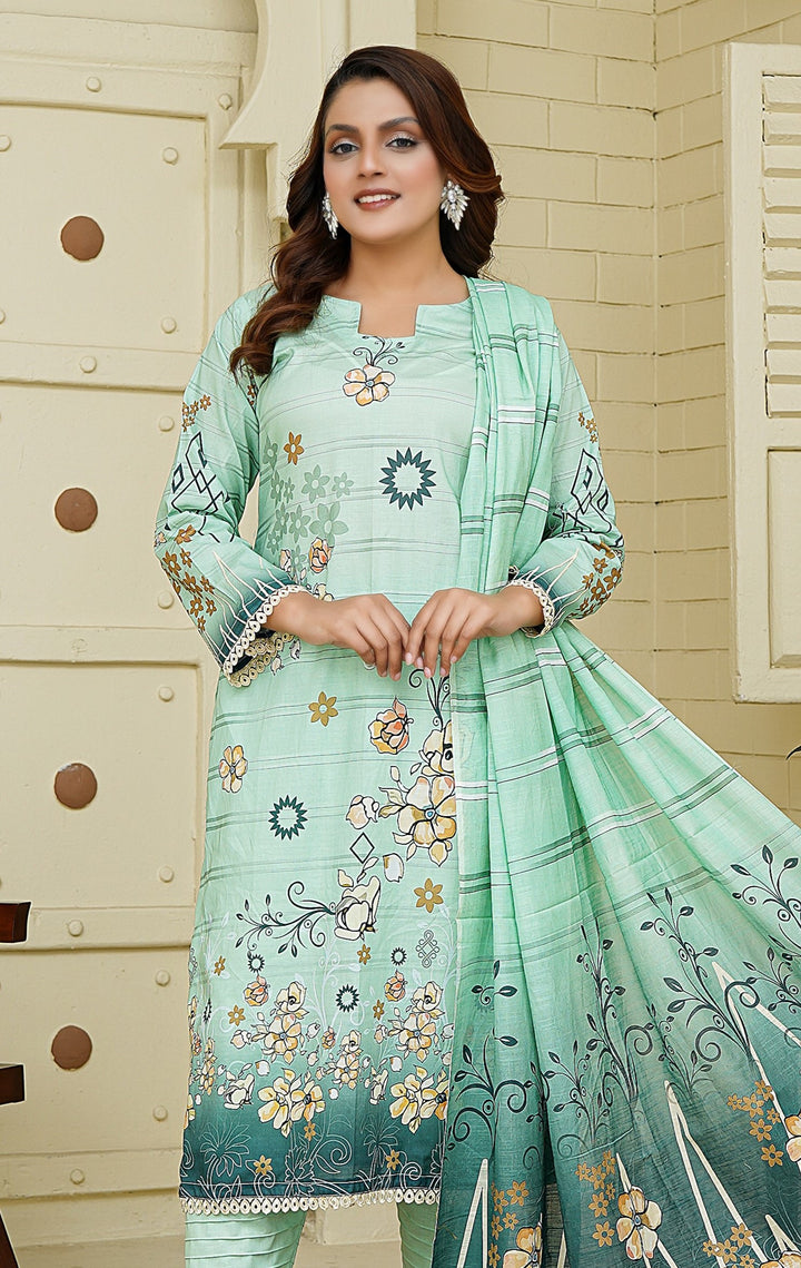 Unstitched 3 Piece - Printed Lawn Suit