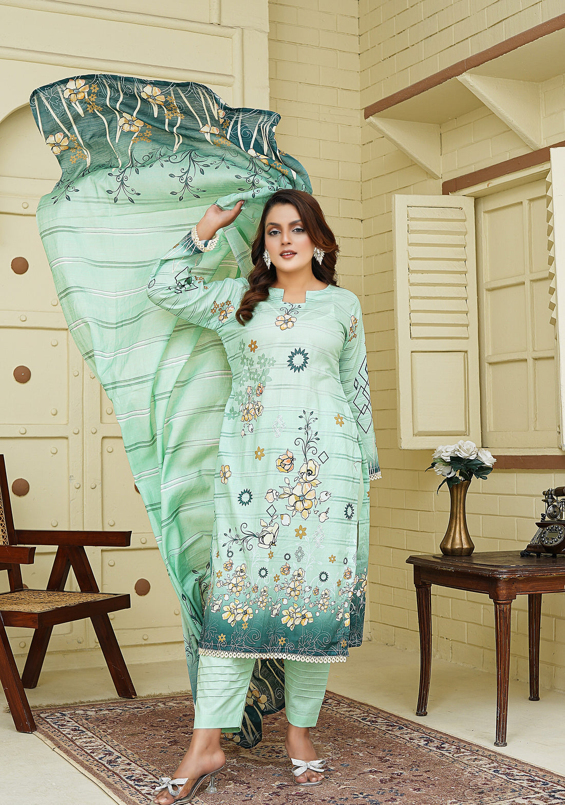 Unstitched 3 Piece - Printed Lawn Suit