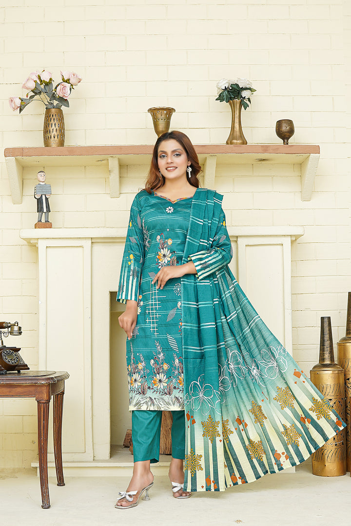 Unstitched 3 Piece - Printed Lawn Suit