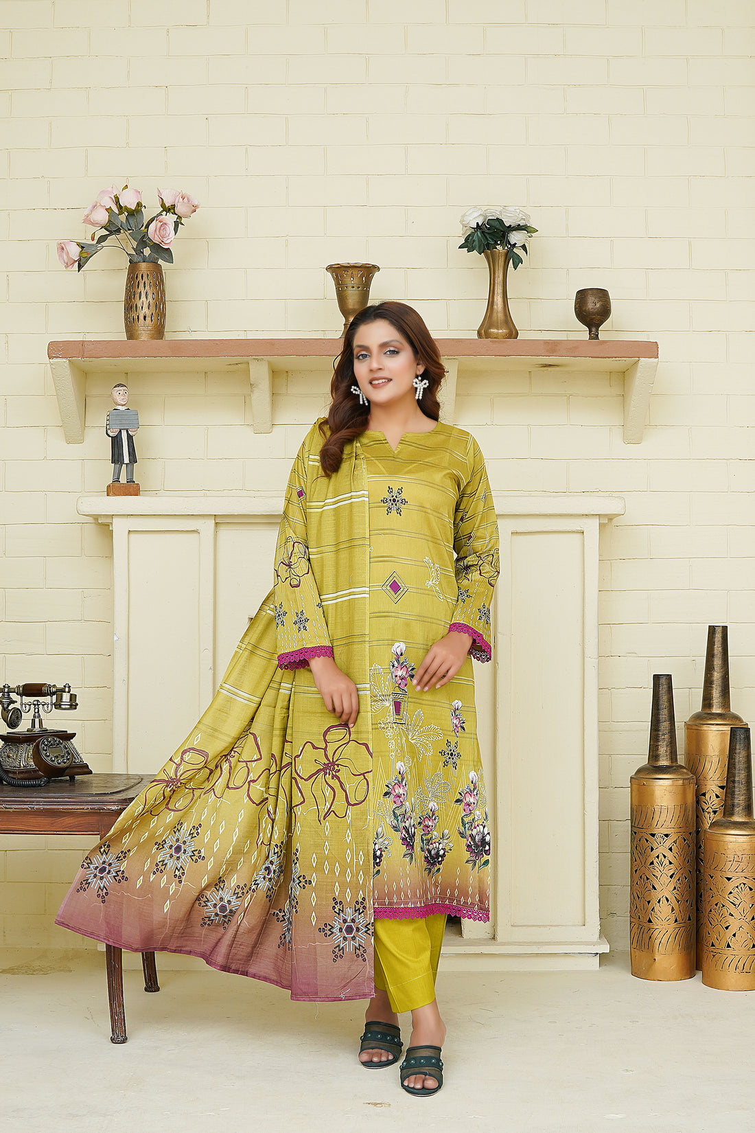 Unstitched 3 Piece - Printed Lawn Suit