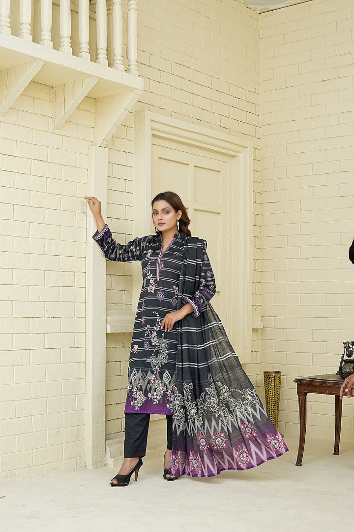 Unstitched 3 Piece - Printed Lawn Suit