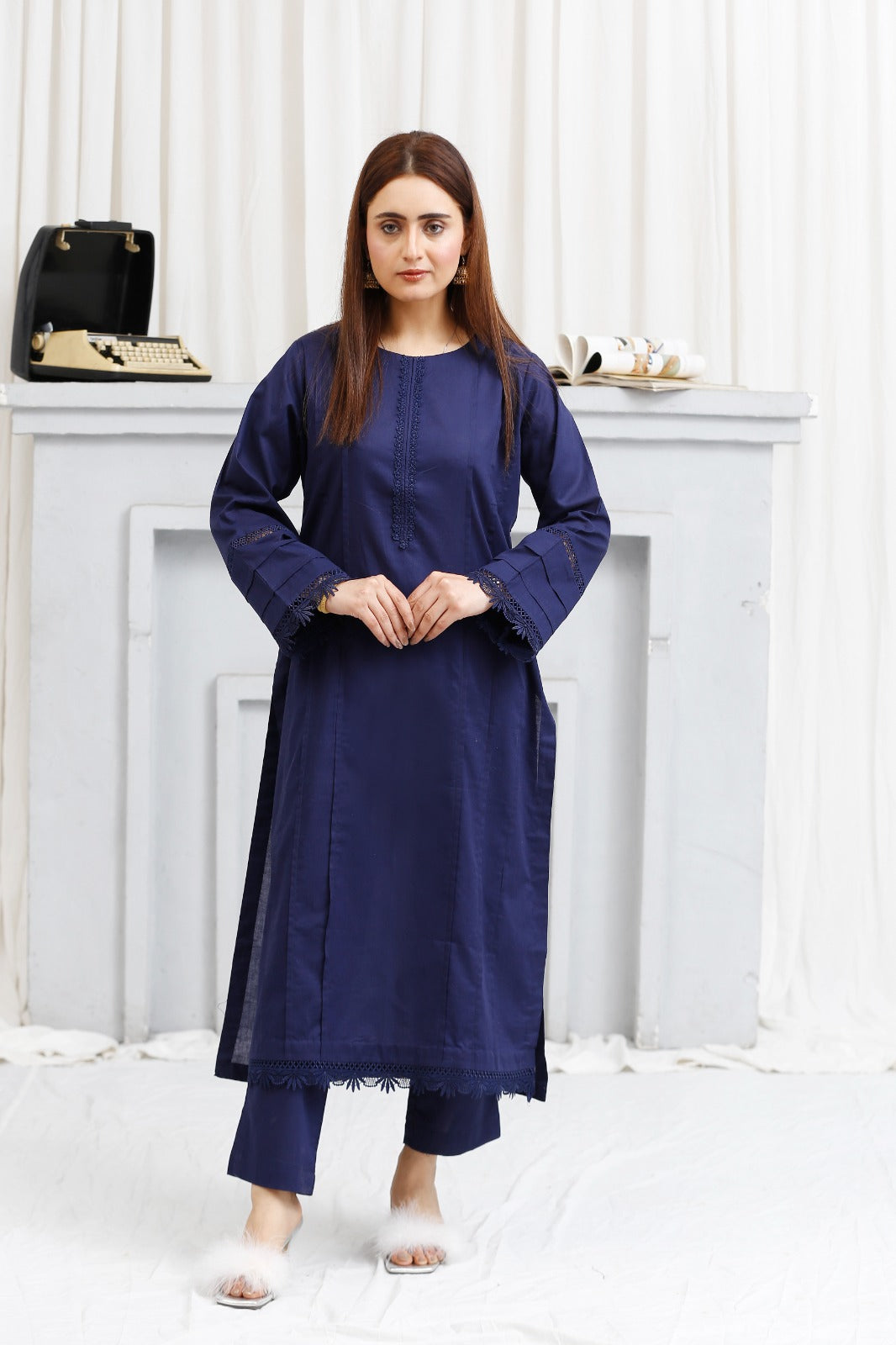 2 piece lawn shirt and shalwar ready to wear - Blue