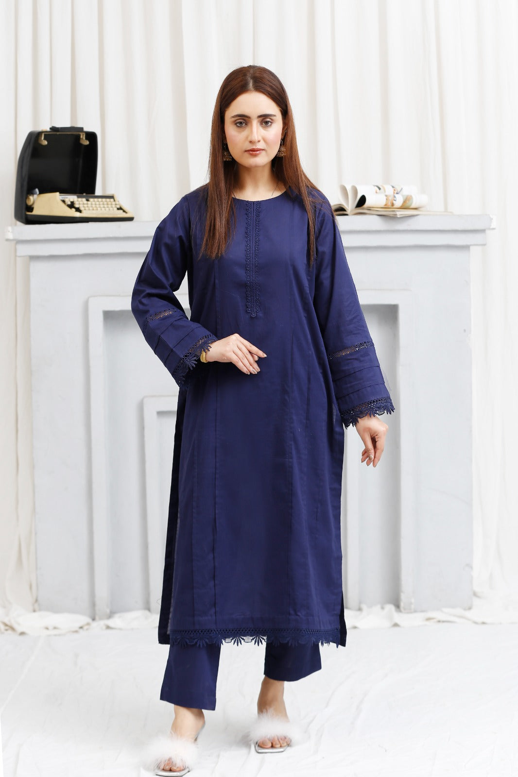 2 piece lawn shirt and shalwar ready to wear - Blue